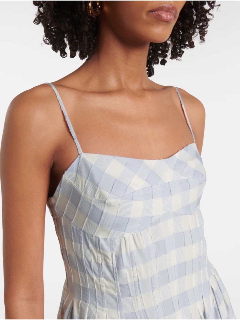 Simkhai Kittiya Gingham Midi Dress with Spaghetti Straps - Picture 2 of 3
